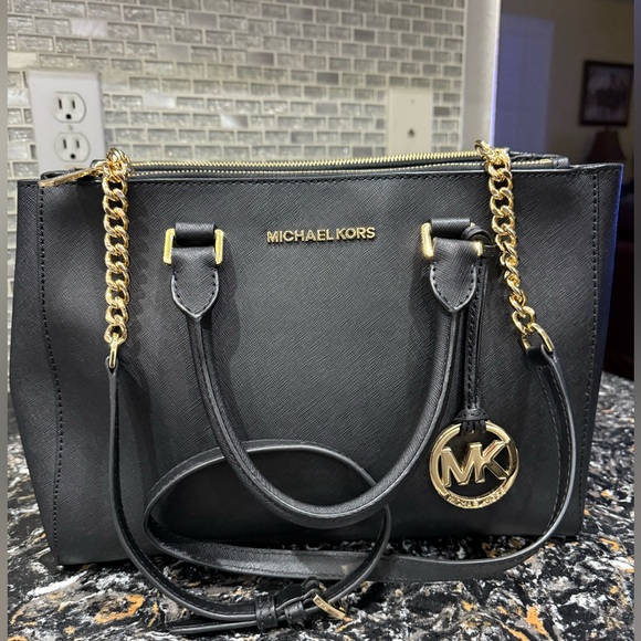 Michael Kors Black Leather Tote Bag - Picture 1 of 12